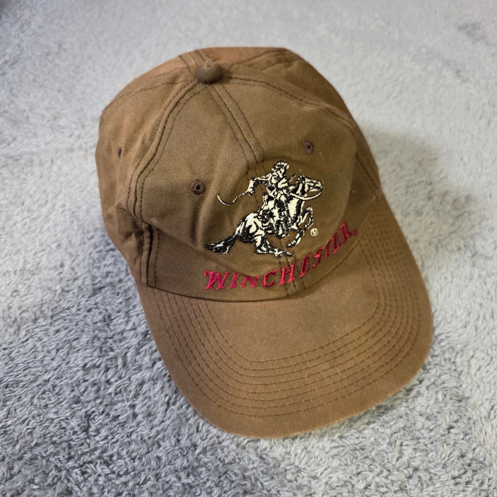 Winchester Mens OSFM Baseball Cap Brown Distressed Embroidered Logo Hat